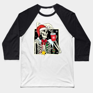 Skull Xmas Coffee Baseball T-Shirt